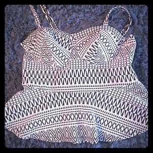 Black and white patterned bustier top